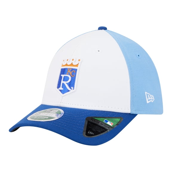 Men's New Era White/Royal Kansas City Royals Player Replica 39THIRTY M-Crown Flex Hat