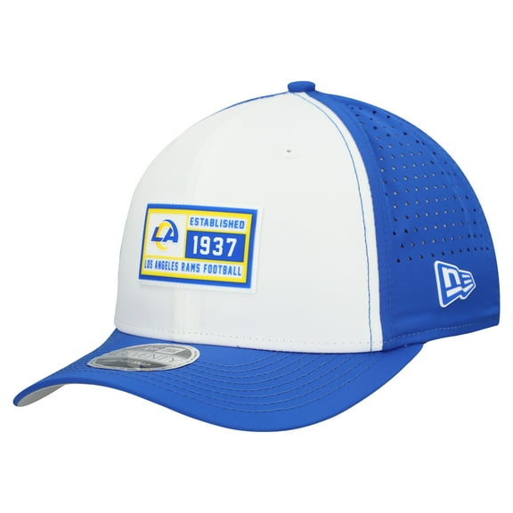 Men's New Era White/Royal Los Angeles Rams Established Patch 9SEVENTY Adjustable Hat