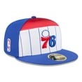thumbnail image 1 of Men's New Era  White/Royal Philadelphia 76ers 2025 NBA Tip Off Split Panel 59FIFTY Fitted Hat, 1 of 5