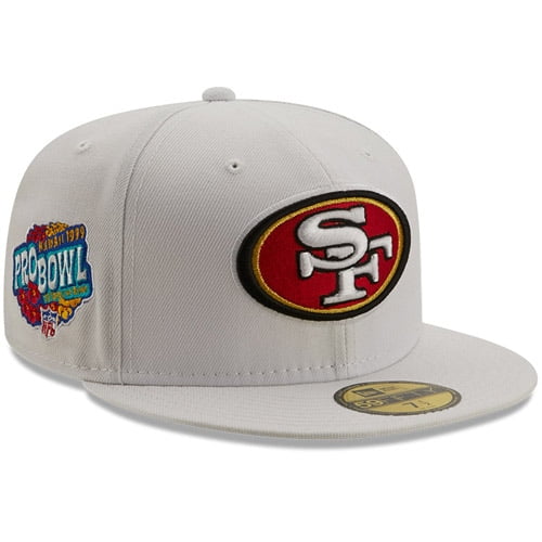 Men's New Era White San Francisco 49ers 1999 Pro Bowl Patch Red Undervisor  59FIFY Fitted Hat 