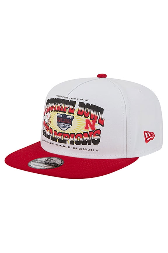 Men's New Era White/Scarlet Nebraska Huskers Retro 2024 Pinstripe Bowl Champions 9FIFTY A-Frame Snapback Hat
