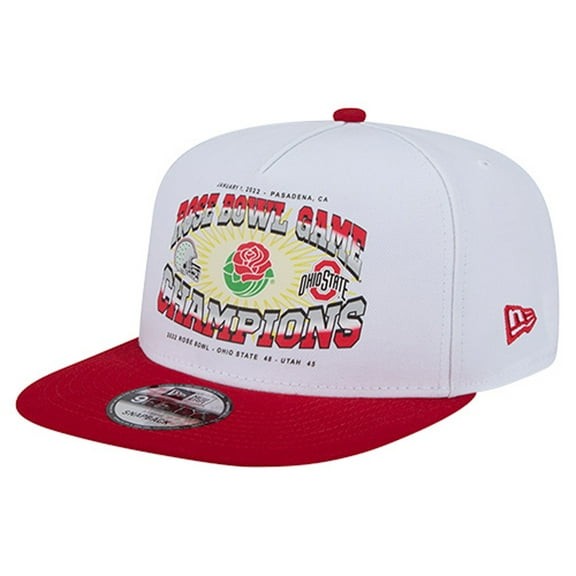 Men's New Era White/Scarlet Ohio State Buckeyes Retro 2022 Rose Bowl Champions 9FIFTY A-Frame Snapback Hat