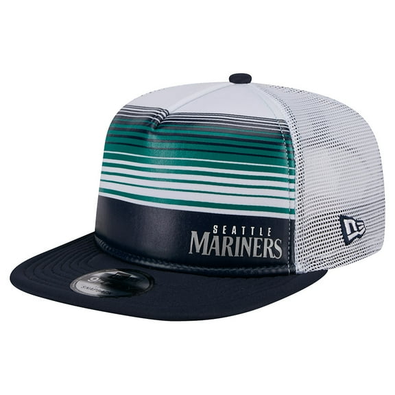 Men's New Era White Seattle Mariners Team Horizon 9FIFTY A-Frame Trucker Snapback Hat