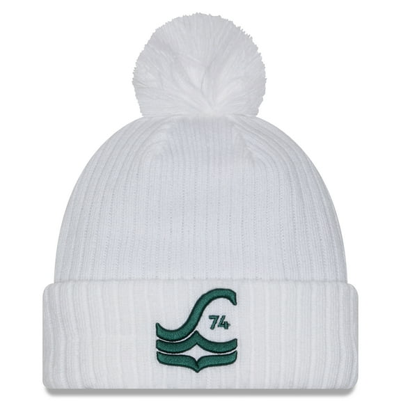 Men's New Era White Seattle Sounders FC 2025 Jersey Hook Cuff Knit Hat with Pom