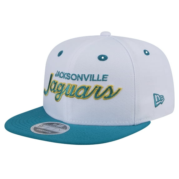 Men's New Era White/Teal Jacksonville Jaguars Throwback Sparky Original Fit 9FIFTY Snapback Hat