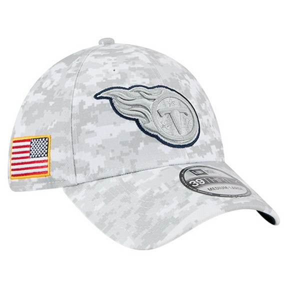 Men's New Era White Tennessee Titans 2025 Salute to Service Digital Camo Fan Pack 39THIRTY Flex Hat