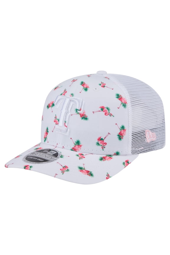 Men's-New Era White Texas Rangers Flamingo Mesh Back 9SEVENTY Stretch-Snap Hat