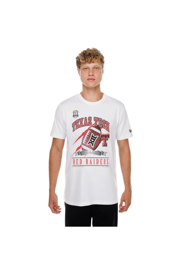 Men's New Era White Texas Tech Red Raiders 2025 Big 12 Football Champions Locker Room T-Shirt