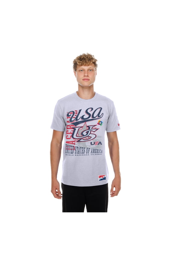 Men's New Era White USA Baseball 2026 World Baseball Classic Oversized Throwback Distressed T-Shirt