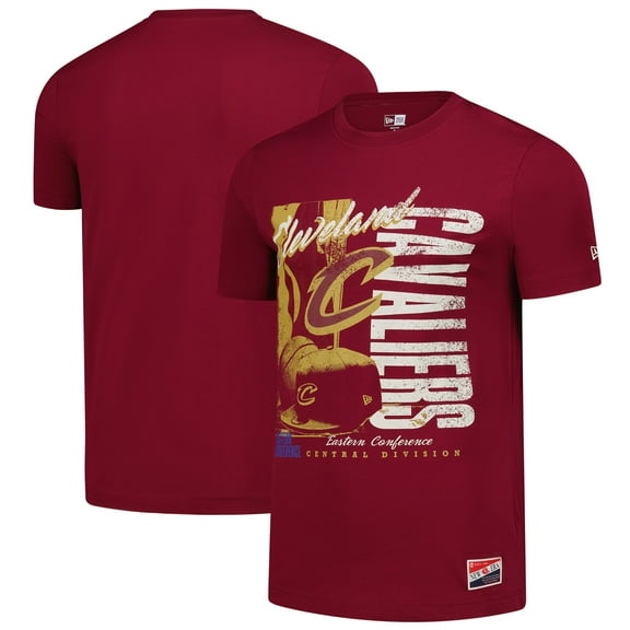 Men's-New Era  Wine Cleveland Cavaliers Distressed Throwback Vintage Color Pack T-Shirt