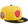 thumbnail image 1 of Men's New Era Yellow/Black Milwaukee Brewers Grilled 59FIFTY Fitted Hat, 1 of 5