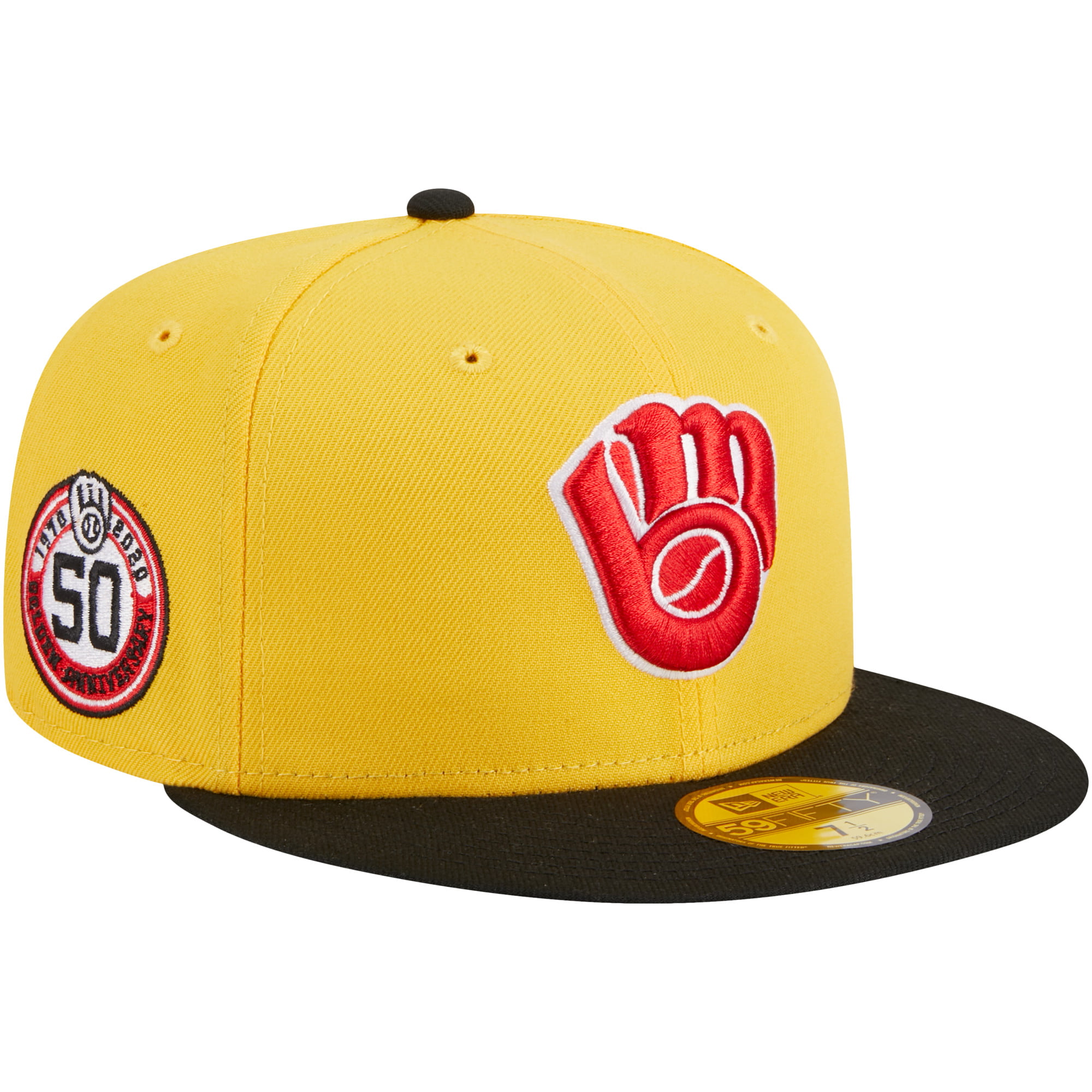 Men's New Era Yellow/Black Milwaukee Brewers Grilled 59FIFTY