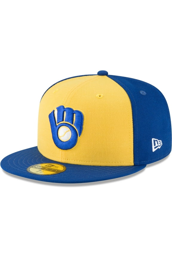 Men's New Era Yellow Milwaukee Brewers Cooperstown Collection Wool 59FIFTY Fitted Hat