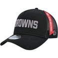 thumbnail image 1 of Men's New Era x Alpha Industries  Black Cleveland Browns A-Frame 9FORTY Trucker Snapback Hat, 1 of 5