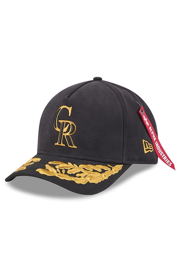 Men's New Era x Alpha Industries  Black Colorado Rockies A-Frame 9FORTY Adjustable Hat