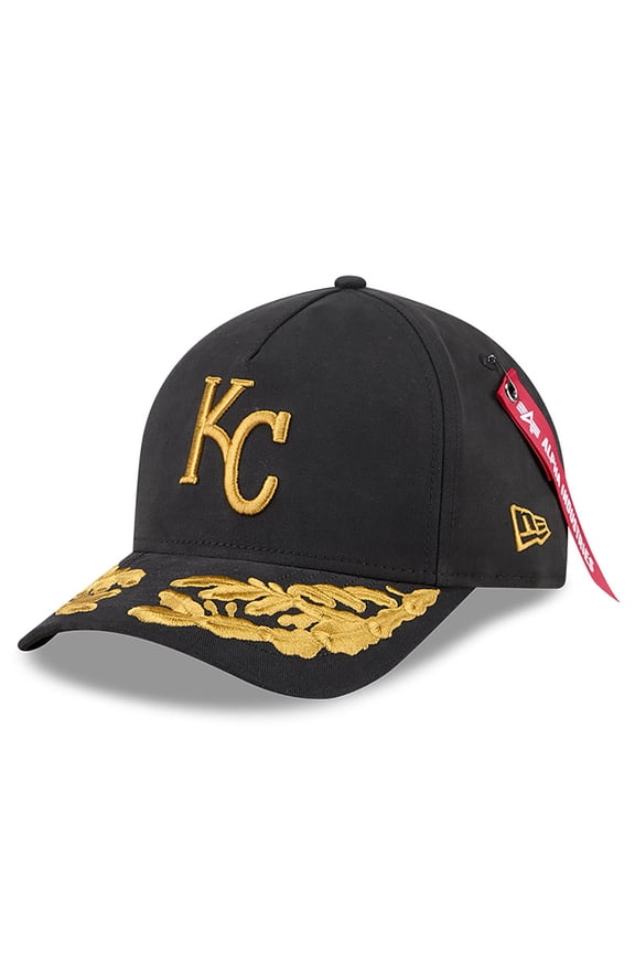 Men's New Era x Alpha Industries Black Kansas City Royals A-Frame 9FORTY Adjustable Hat