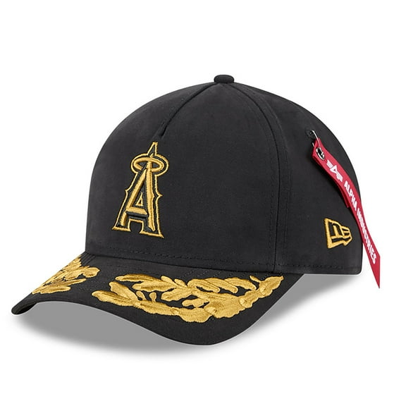Men's New Era x Alpha Industries Black Los Angeles Angels A-Frame 9FORTY Adjustable Hat
