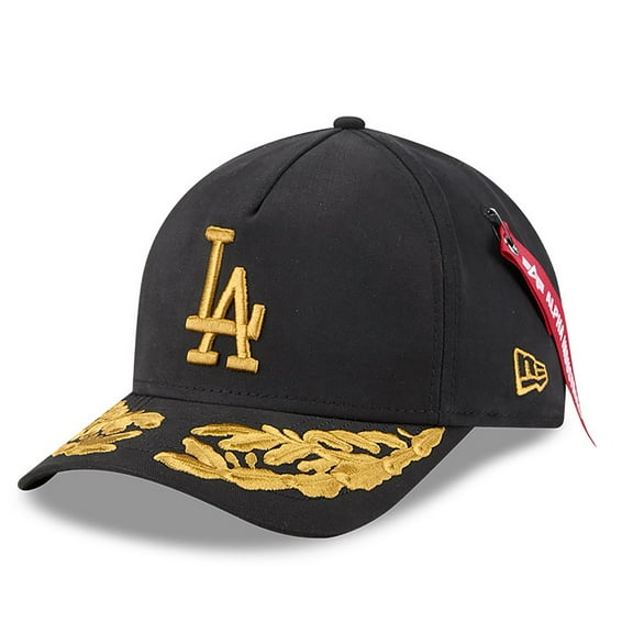 Men's New Era x Alpha Industries Black Los Angeles Dodgers A-Frame 9FORTY Adjustable Hat