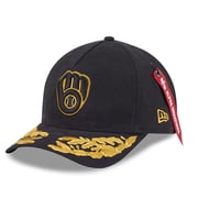 Mens New Era x Alpha Industries Black Milwaukee Brewers A-Frame 9FORTY Adjustable Hat