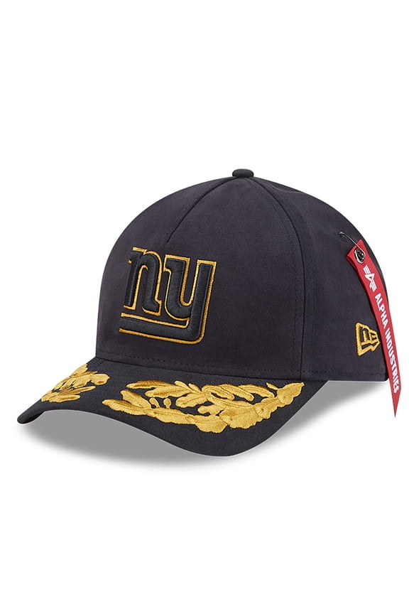 Men's New Era x Alpha Industries Black New York Giants A-Frame 9FORTY Adjustable Hat