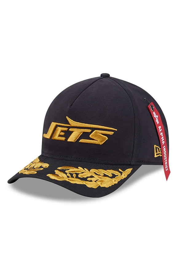 Men's New Era x Alpha Industries  Black New York Jets A-Frame 9FORTY Adjustable Hat