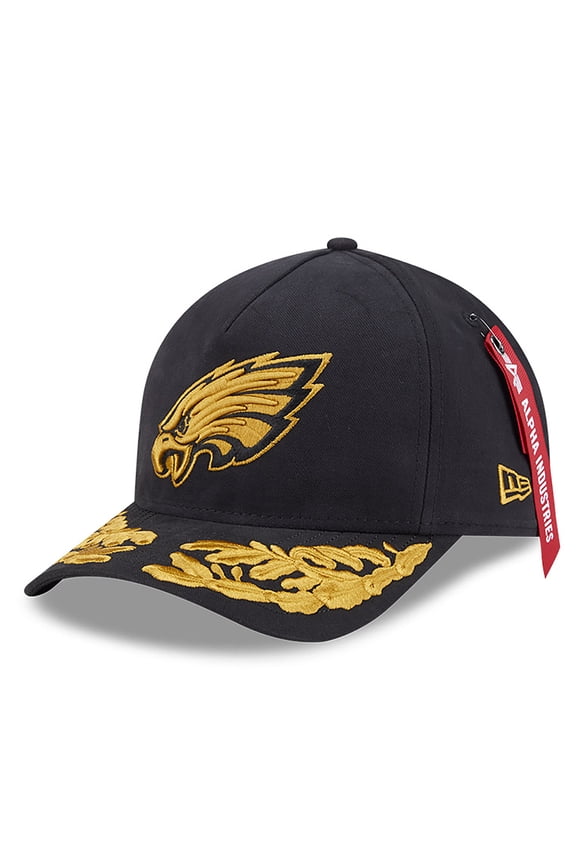 Men's New Era x Alpha Industries  Black Philadelphia Eagles A-Frame 9FORTY Adjustable Hat