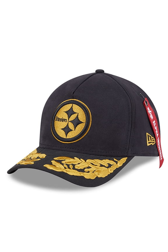Men's New Era x Alpha Industries Black Pittsburgh Steelers A-Frame 9FORTY Adjustable Hat