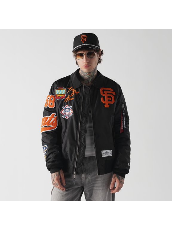 Men's New Era x Alpha Industries Black San Francisco Giants MA-1 Full-Zip Bomber Jacket