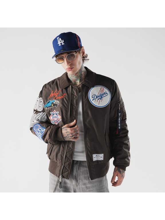 Men's New Era x Alpha Industries Brown Los Angeles Dodgers MA-1 Full-Zip Bomber Jacket