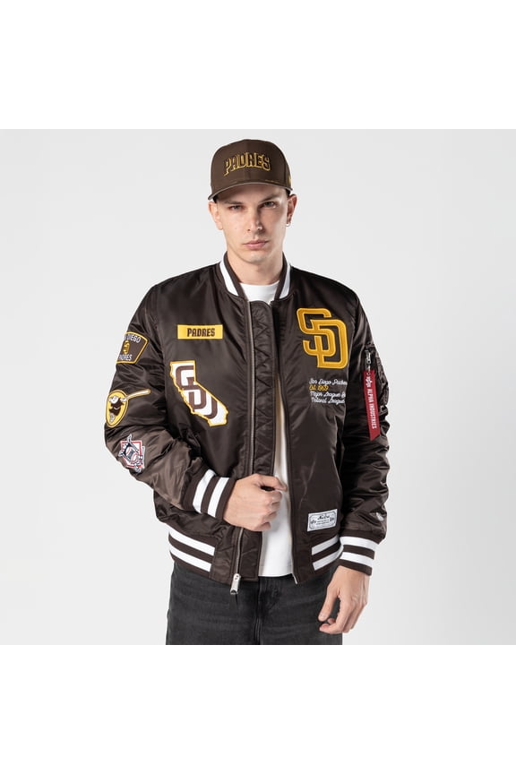 Men's New Era x Alpha Industries Brown San Diego Padres Full-Zip Bomber Jacket