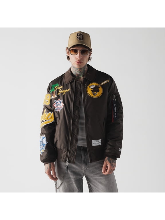Men's New Era x Alpha Industries Brown San Diego Padres MA-1 Full-Zip Bomber Jacket