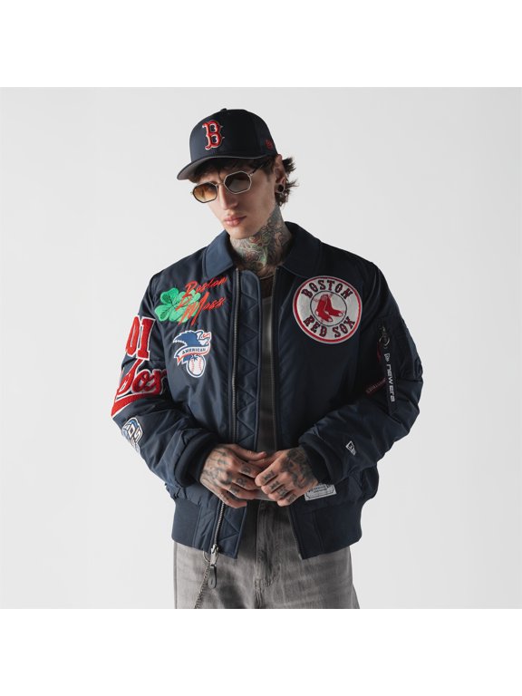 Men's New Era x Alpha Industries Navy Boston Red Sox MA-1 Full-Zip Bomber Jacket