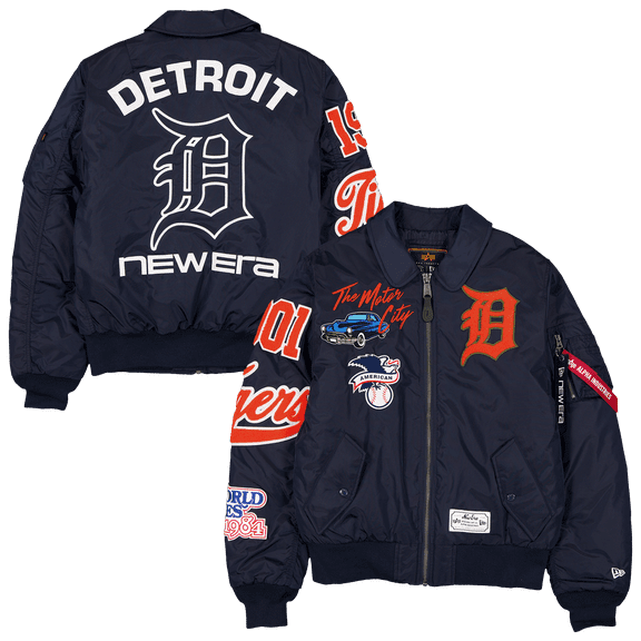 Men's New Era x Alpha Industries Navy Detroit Tigers MA-1 Full-Zip Bomber Jacket