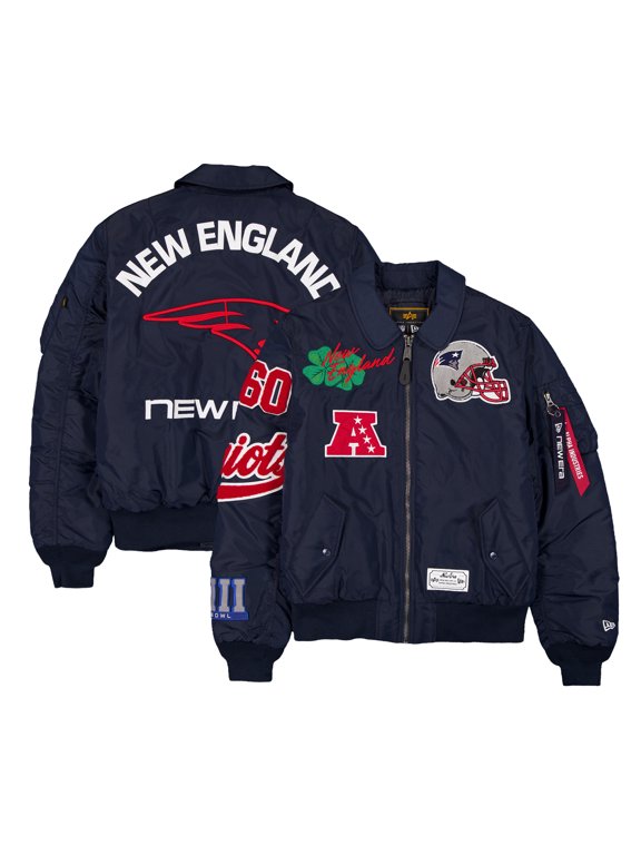 Men's New Era x Alpha Industries Navy New England Patriots MA-1 Full-Zip Bomber Jacket