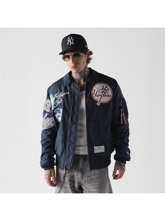 Men's New Era x Alpha Industries Navy New York Yankees MA-1 Full-Zip Bomber Jacket