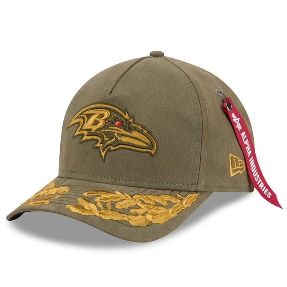 Men's New Era x Alpha Industries Olive Baltimore Ravens A-Frame 9FORTY Adjustable Hat