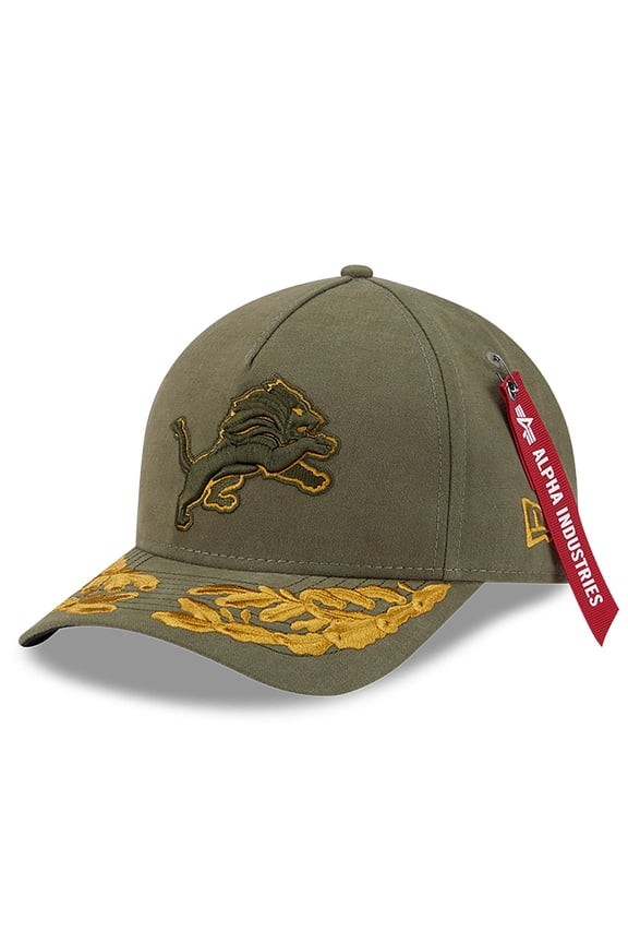 Men's New Era x Alpha Industries  Olive Detroit Lions A-Frame 9FORTY Adjustable Hat