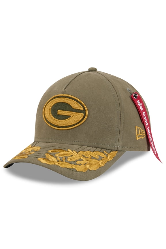Men's New Era x Alpha Industries Olive Green Bay Packers A-Frame 9FORTY Adjustable Hat
