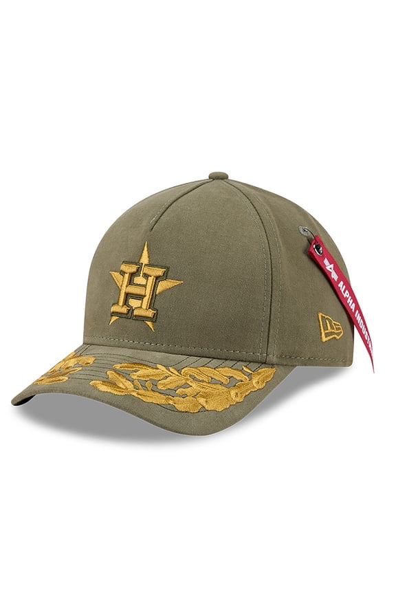 Men's New Era x Alpha Industries  Olive Houston Astros A-Frame 9FORTY Adjustable Hat