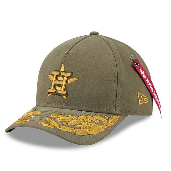 Men's New Era x Alpha Industries Olive Houston Astros A-Frame 9FORTY Adjustable Hat