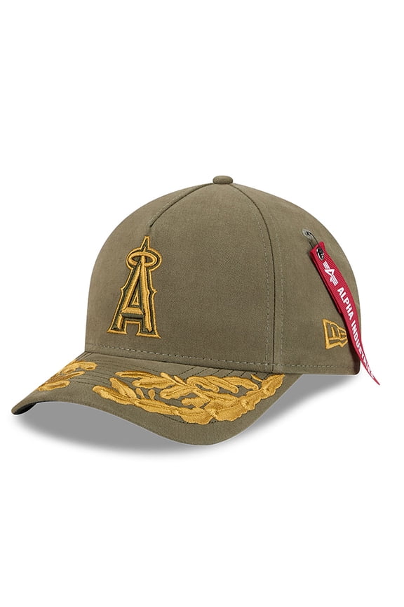 Men's New Era x Alpha Industries Olive Los Angeles Angels A-Frame 9FORTY Adjustable Hat