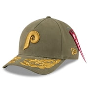 Mens New Era x Alpha Industries Olive Philadelphia Phillies A-Frame 9FORTY Adjustable Hat