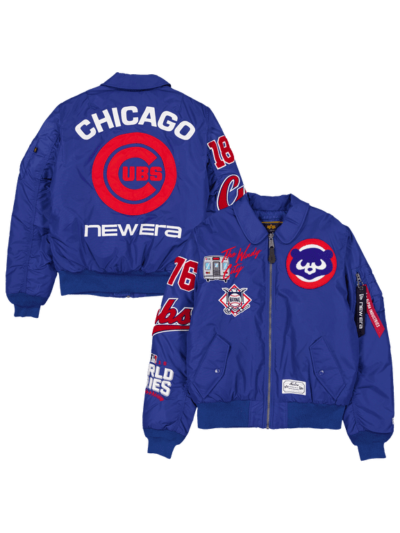 Men's New Era x Alpha Industries Royal Chicago Cubs MA-1 Full-Zip Bomber Jacket