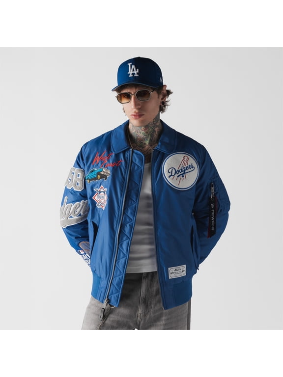 Men's New Era x Alpha Industries Royal Los Angeles Dodgers MA-1 Full-Zip Bomber Jacket