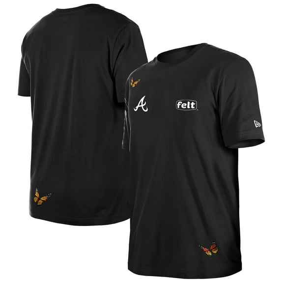 Men's-New Era x Felt  Black Atlanta Braves T-Shirt