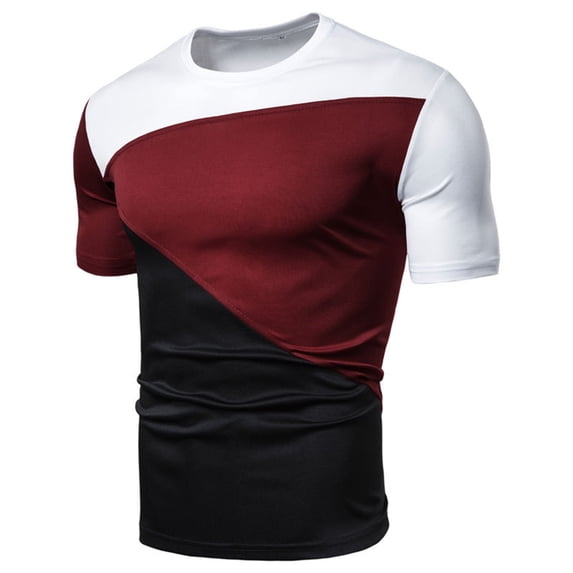 Men's New European Slim Fit Casual Splicing Short Sleeve T-Shirt Elastic Fabric, Classic Design, Suitable for Multiple Occasions