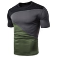 thumbnail image 1 of Men's New European Slim Fit Casual Splicing Short Sleeve T-Shirt Elastic Fabric, Classic Design, Suitable for Multiple Occasions, 1 of 3