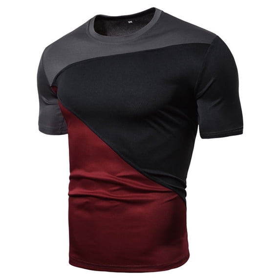 Men's New European Slim Fit Casual Splicing Short Sleeve T-Shirt Elastic Fabric, Classic Design, Suitable for Multiple Occasions