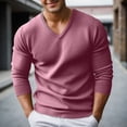 thumbnail image 1 of Men's New Fall Winter Slim Fit V Neck Knit Sweater (Pink XXXL), 1 of 4