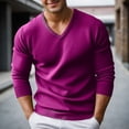 thumbnail image 1 of Men's New Fall Winter Slim Fit V Neck Knit Sweater (Purple XL), 1 of 4